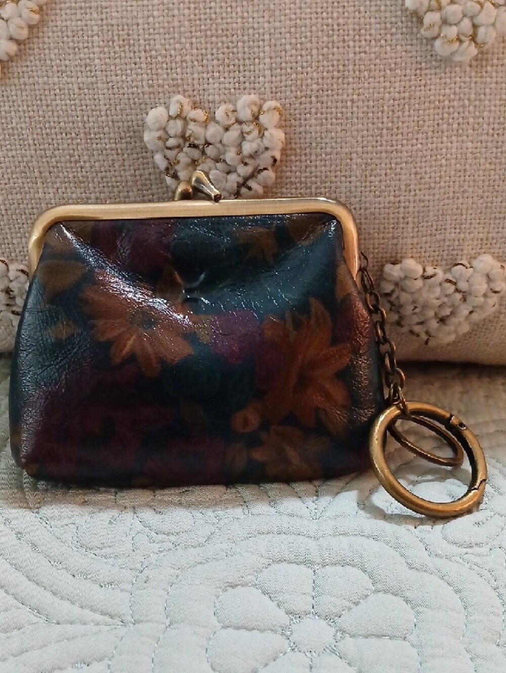 Patricia Nash Multicolor Floral Leather Kiss-Lock Coin Purse - Picture 2 of 6
